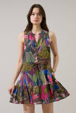 Jenla Floral Itzel Shift Mini Dress- Blue Olive