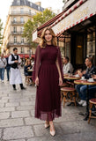Sienna Mid Length Pleats + Tulle Cape Dress