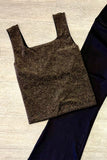 Simply Niki Lurex Square Neck Tank Top with Gold Detail- Black