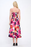 Summer Floral Print Midi Dress with Smock Back