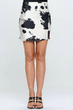 Western Cow Print Satin Mini Skirt with Slit