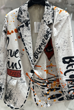 Italian Love Print Blazer- White