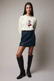 Denim & Sequin Mini Skirt- Denim