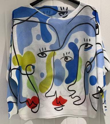 Blue "PICASSO" Italian Printed Sweater
