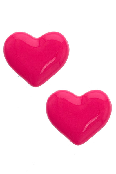 Carter Puffy Heart Enamel Earrings in Red