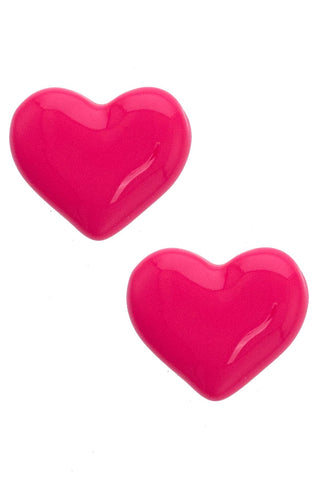 Carter Puffy Heart Enamel Earrings in Red