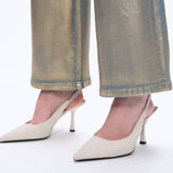 Gold Digger High Rise Gold Foiled Wide Leg Denim