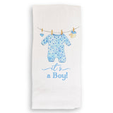 Baby Boy Clothing with “It's a Boy” Dishtowel