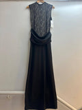 Italian High Neck Solid Ruched Mesh Dress