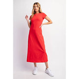 Basic Brittany T-Shirt Midi Dress - Red