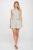 Becky Striped Cotton Relaxed Fit Shorts with Pockets.