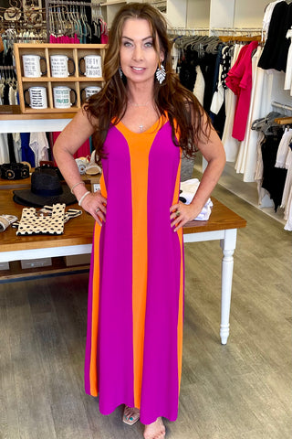 Nicoletta Color Block Tank Maxi Dress