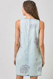 Mystree Floral Printed Denim Shift Dress - Rose Haze