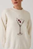 Mock Neck “CHERRY MARTINI” Sweater - Cream