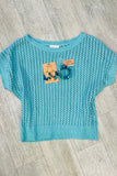 Mystree Crochet Weave Pullover - Seafoam