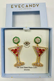 Green Martini 18K Gold Plated CZ Drop Earrings