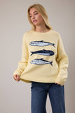 Round Neck Sardines Sweater Top- Melange