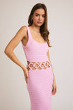 Cristina Square Neck Sleeveless Crochet Midi Dress - Cream
