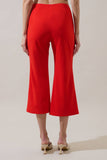 Hemary Cropped Flare Pants- Red