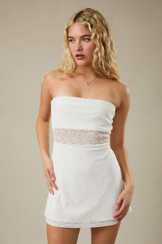 Lace Tube Dress -White