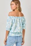 Mystree Double Gauze Printed On and Off Shoulder Top