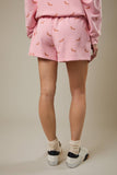High Waist Dog Print Sweatshorts - Pink