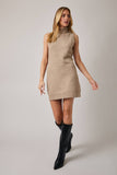FINAL SALE Recycled Yarn Turtleneck Sleeveless Sweater Dress - Mocha
