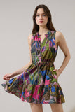 Jenla Floral Itzel Shift Mini Dress- Blue Olive