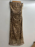 The Jen Animal Print Mesh Italian Strapless Dress