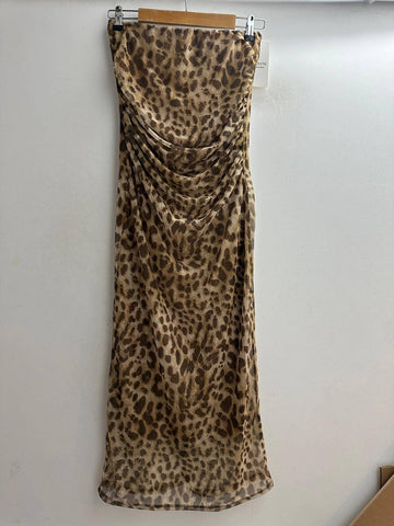The Jen Animal Print Mesh Italian Strapless Dress