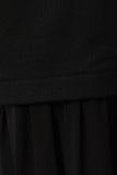 Low Waist Contrast Detail Full Maxi Skirt- Black