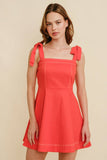 Game Day Strap Tie Flowy Mini Dress