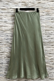 Essence Italian Viscose Satin Bias-Cut Midi Skirt