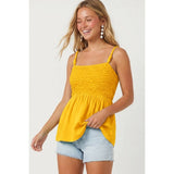 Cord Detail Smocking Top- Capri Blue