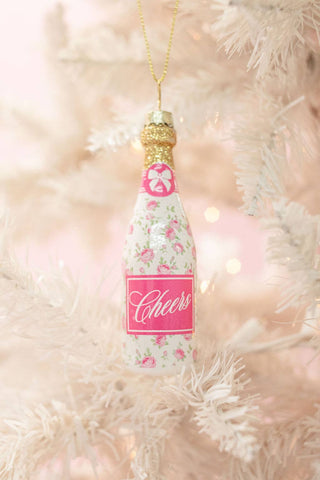 Champagne Christmas Ornament - Floral Fizz