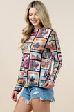 Karen Rodeo Wild  Mesh Print Top