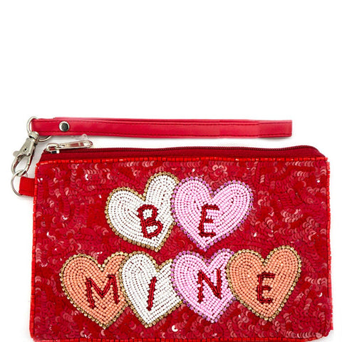 Seed Bead Be Mine Heart Coin Purse