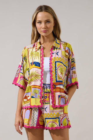Marnie Button Up Shirt Talmar Postcard: Multi / XS