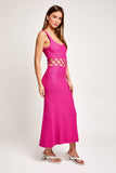 Cristina Square Neck Sleeveless Crochet Midi Dress - Cream