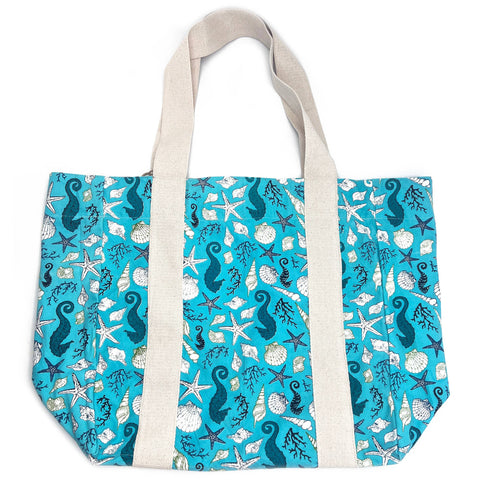 Block Printed Canvas Bag - Seabed Treasures