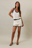 Contrast Detail Sleeveless Sweater Top- Ivory