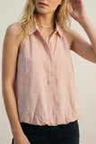 The Q2 Swiss Dot Sheer Sleeveless Blouse- Pink