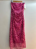 The Jen Animal Print Mesh Italian Strapless Dress