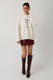 Mock Neck “CHERRY MARTINI” Sweater - Cream