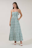 Sima Pleated Maxi Dress Floral- White