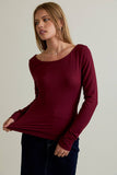 Scooped Neckline with Long Sleeves Top