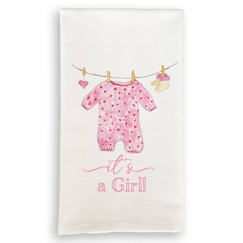 Baby Girl Clothing with “It's a Girl” Dishtowel