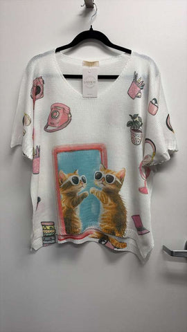 Italian Cool Cats Selfie Knit Sweater