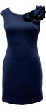 Donna Ricco Boat Neck Sheath Dress with Shoulder Detail