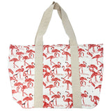 Block Printed Canvas Bag - Pink Flamingo 